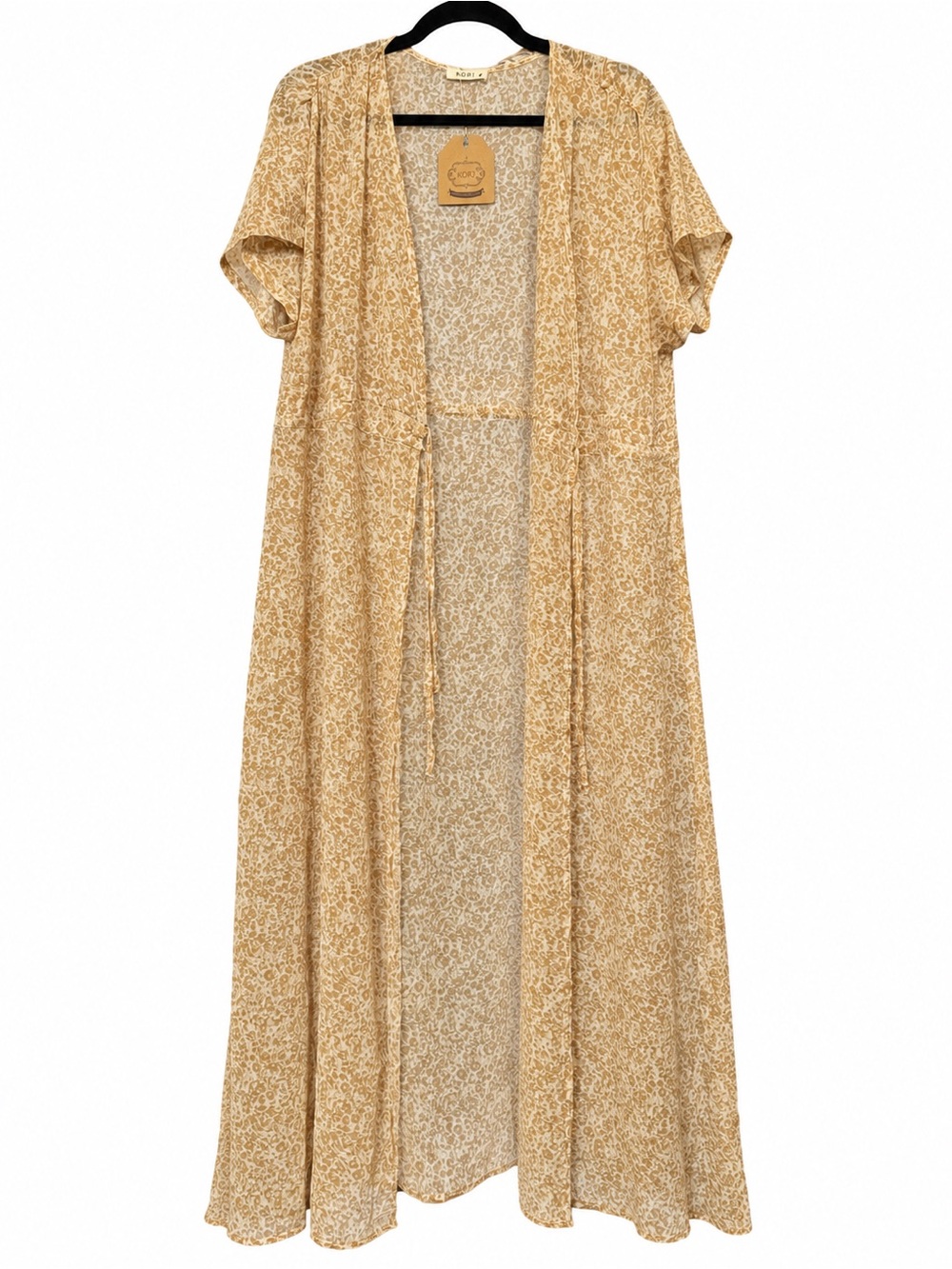 Kori Tan Floral Open Front Leopard Duster